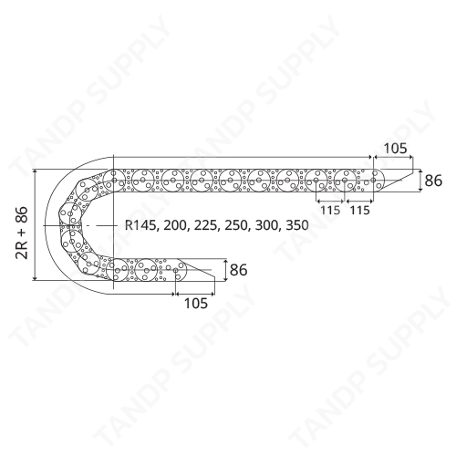 รายละเอียด รางกระดูกงู รุ่น TL115 (Steel Cable Drag Chain TL115)