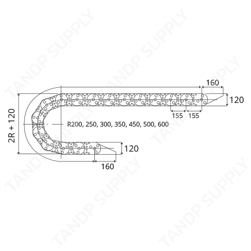 รายละเอียด รางกระดูกงู รุ่น TL155 (Steel Cable Drag Chain TL155)