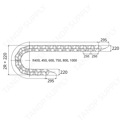 รายละเอียด รางกระดูกงู รุ่น TL250 (Steel Cable Drag Chain TL250)