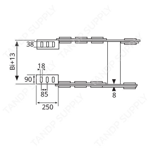 รายละเอียด รางกระดูกงู รุ่น TL250 (Steel Cable Drag Chain TL250)